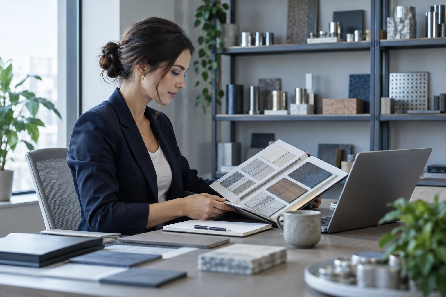 Illustrative procurement professional reviewing a product catalogue